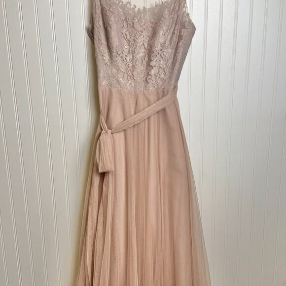 Watters & Watters pink lace tulle sleeveless maxi formal dress size 12 C47 - Picture 3 of 10